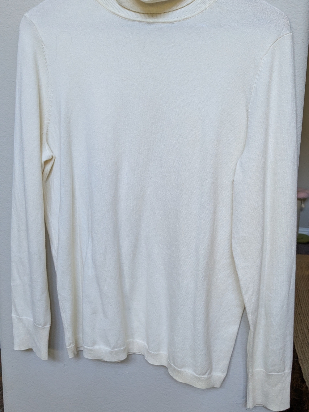 Talbots Cream Lightweight Turtleneck Sweater Large Petite